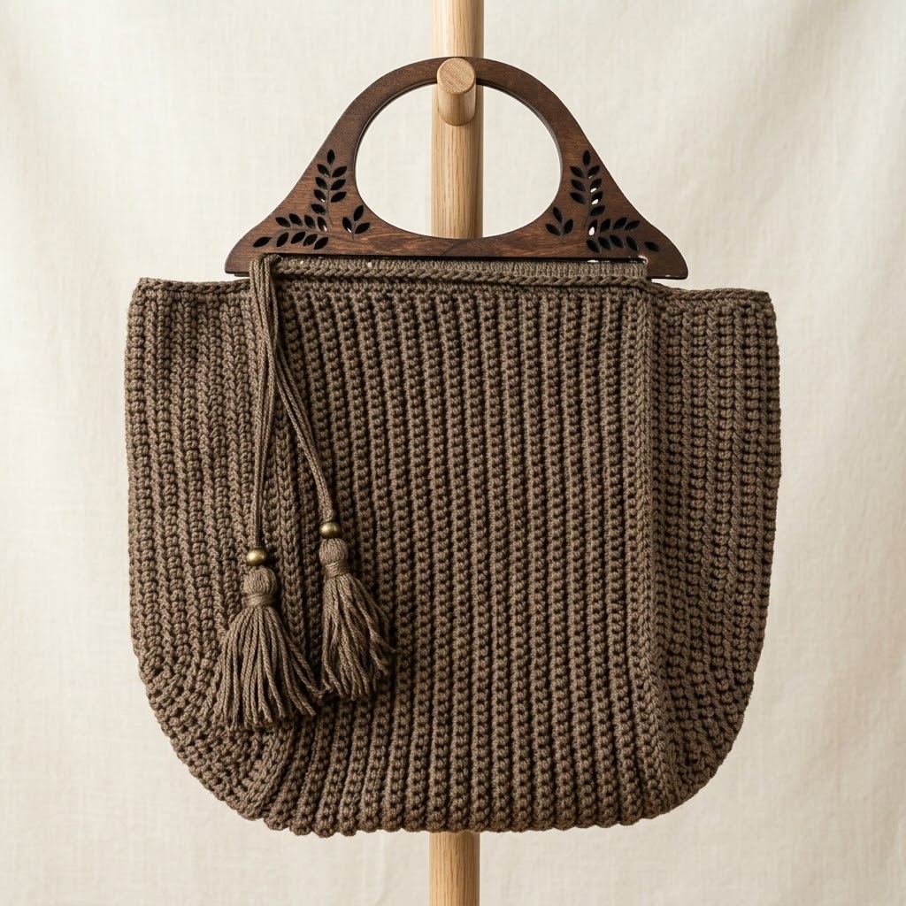 ხის სახელურიანი ჩანთა