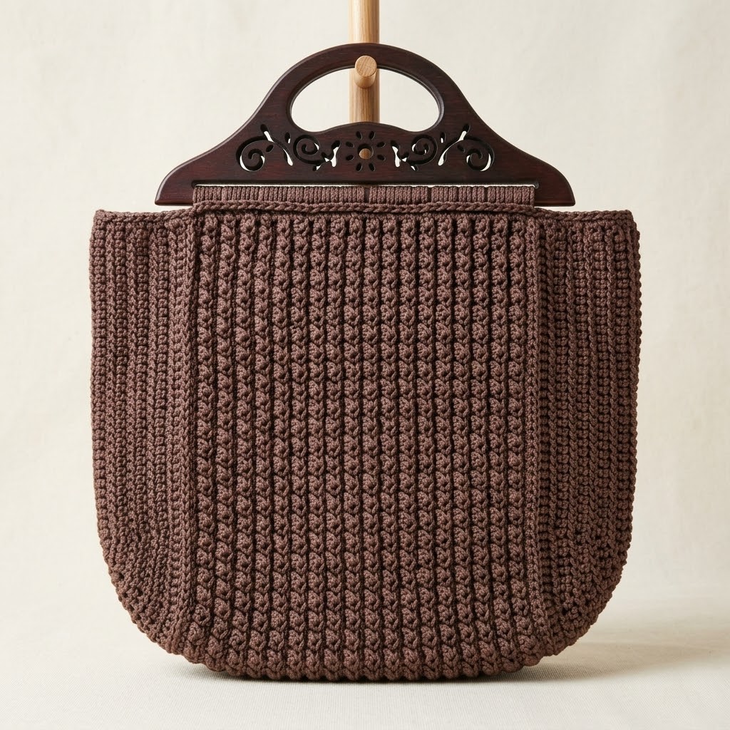 კლასიკური ხის სახელურიანი ჩანთა