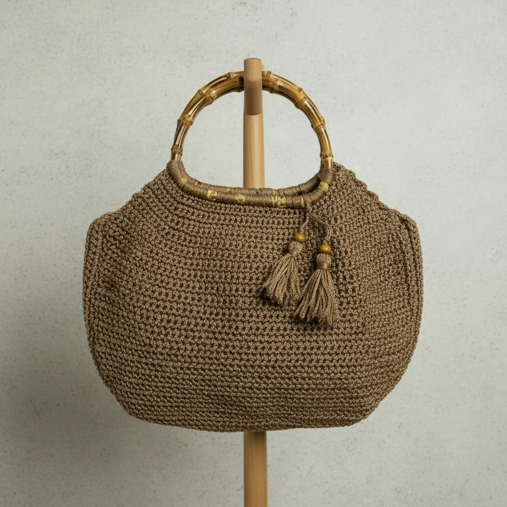 ჩანთა ბამბუკის სახელურით